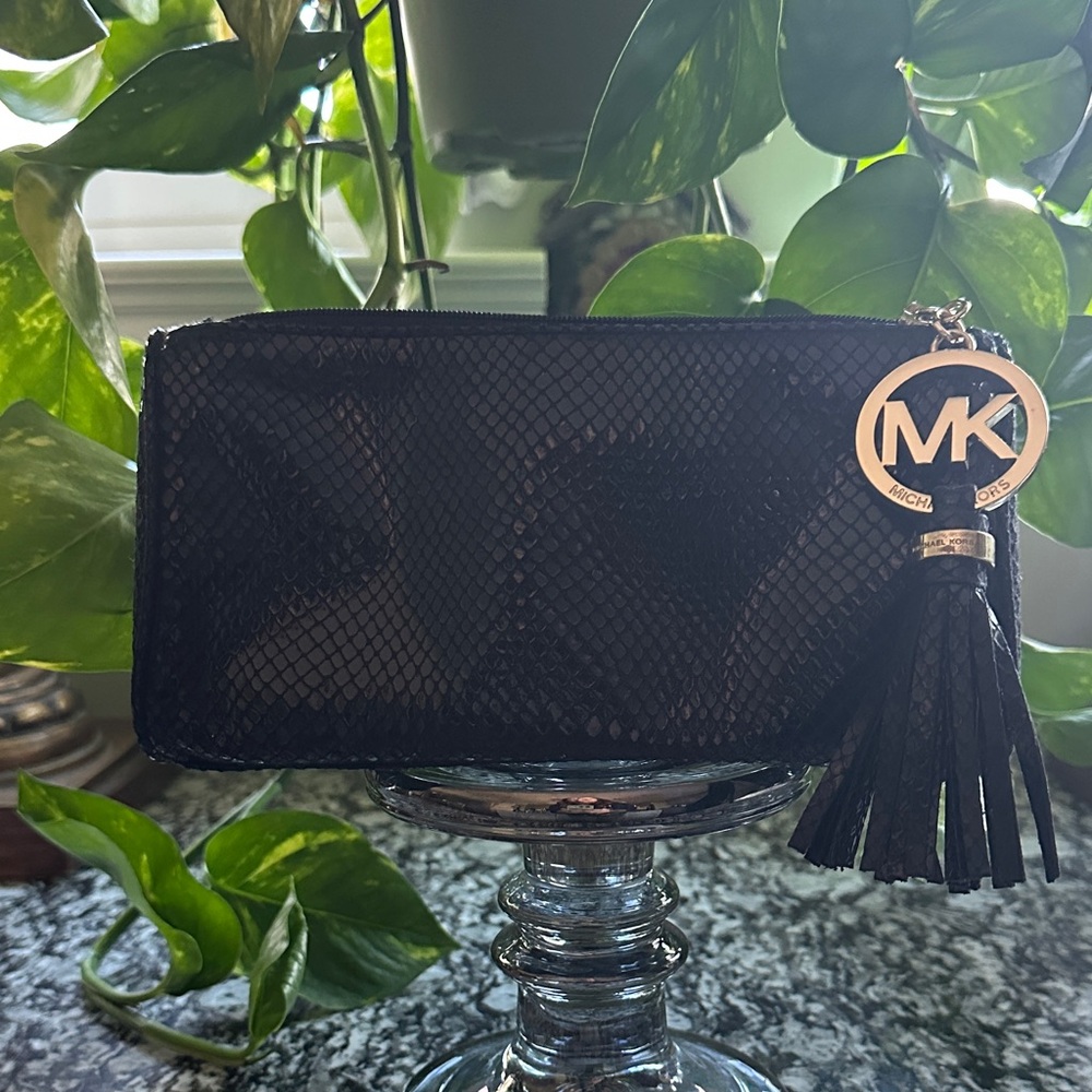 Michael Kors Black Snake Embossed Wallet
